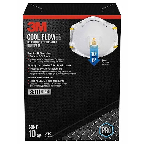 Tekk Protection Sanding and Fiberglass Valved Respirator, PK 10